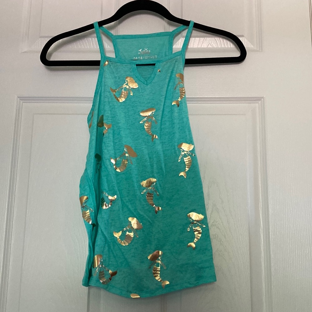 Justice Girls Gold Mermaid Tank Top | Size 14/16